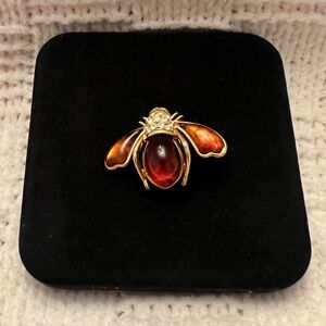 Joan Rivers Gold-Tone Amber and Brown Bee Brooch
